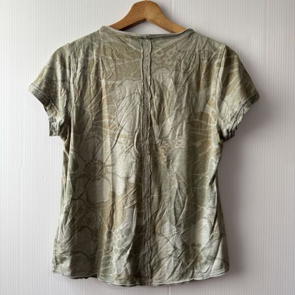 Anthropologie Pilcro Spliced Neck Tee T-Shirt Size S Camo Green Floral Boho - Picture 3 of 14